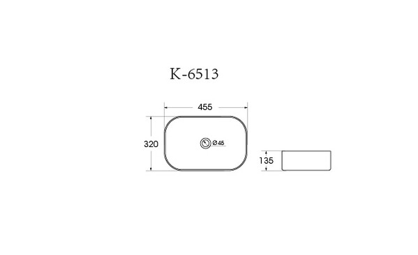 Раковина накладная HOLLER K-6513 (455*320*135мм), белая