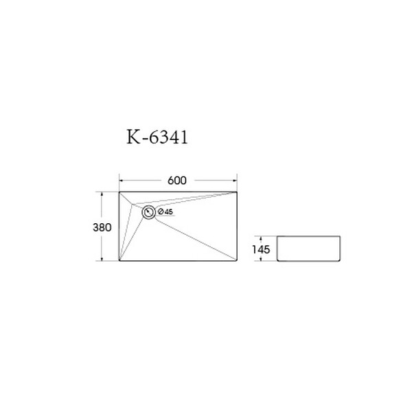 Раковина накладная HOLLER K-6341 (600*380*145мм), белая