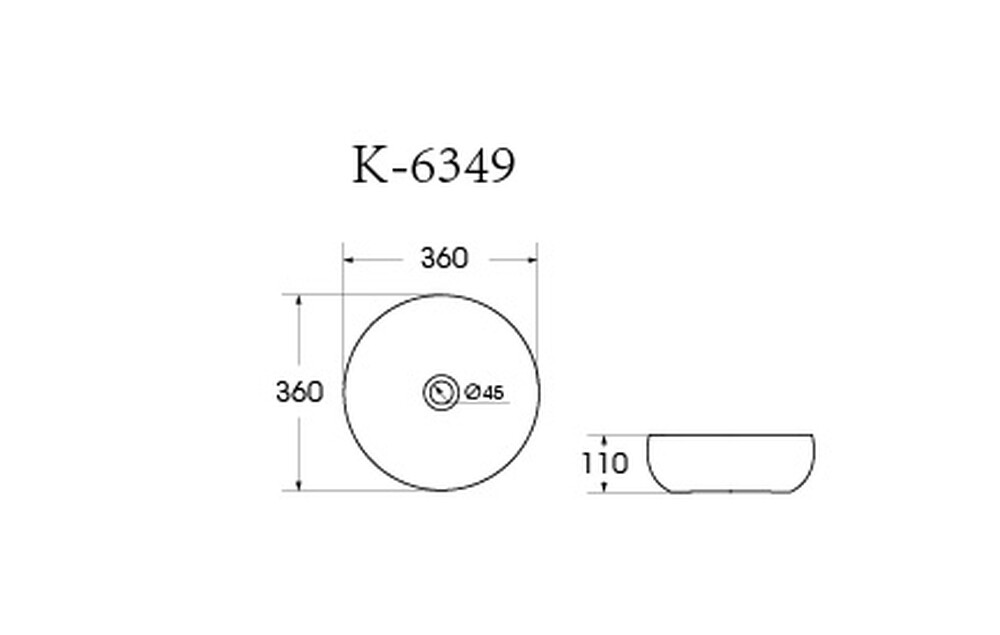 Раковина накладная HOLLER K-6349 (360*360*110мм), белая