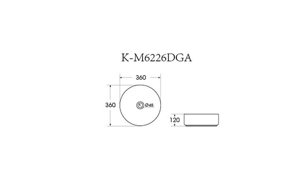 Раковина накладная HOLLER K-M6226DGA (360*360*120мм), темно-серый матовый