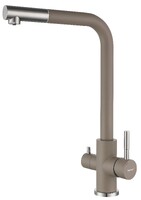 Смеситель Кухня QUARZ GRANFEST  Z-5421 d=35 Г-обр. с краном питьевой воды (песочный)