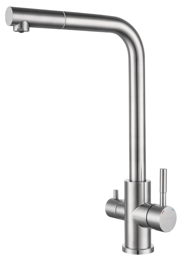 Смеситель Кухня QUARZ GRANFEST  Z-5421 d=35 Г-обр. с краном питьевой воды (нержавейка)