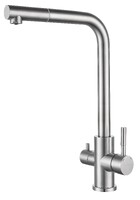 Смеситель Кухня QUARZ GRANFEST  Z-5421 d=35 Г-обр. с краном питьевой воды (нержавейка)