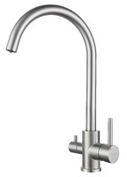 Смеситель Кухня QUARZ GRANFEST  Z-5420 d=35 U-обр. с краном питьевой воды (нержавейка)