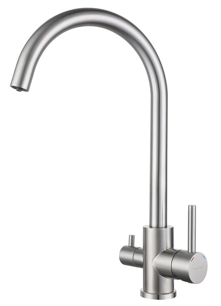 Смеситель Кухня QUARZ GRANFEST  Z-5420 d=35 U-обр. с краном питьевой воды (нержавейка)