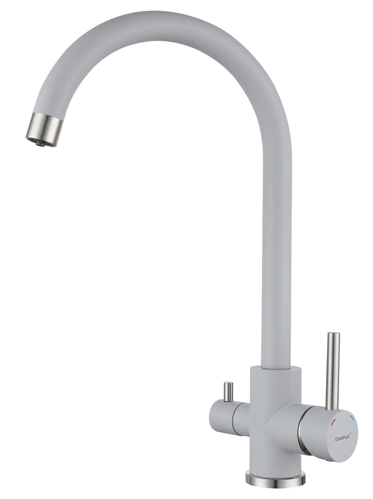 Смеситель Кухня QUARZ GRANFEST  Z-5420 d=35 U-обр. с краном питьевой воды (серый)