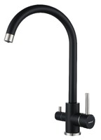 Смеситель Кухня QUARZ GRANFEST  Z-5420 d=35 U-обр. с краном питьевой воды (черный)