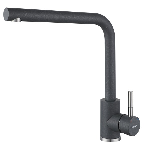 Смеситель Кухня QUARZ GRANFEST  Z-5411 d=35 Г-обр. (темно-серый)