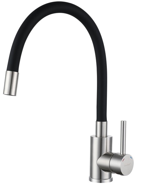 Смеситель Кухня QUARZ GRANFEST  5433 d=35 U-обр. с гибким изливом НЕРЖ