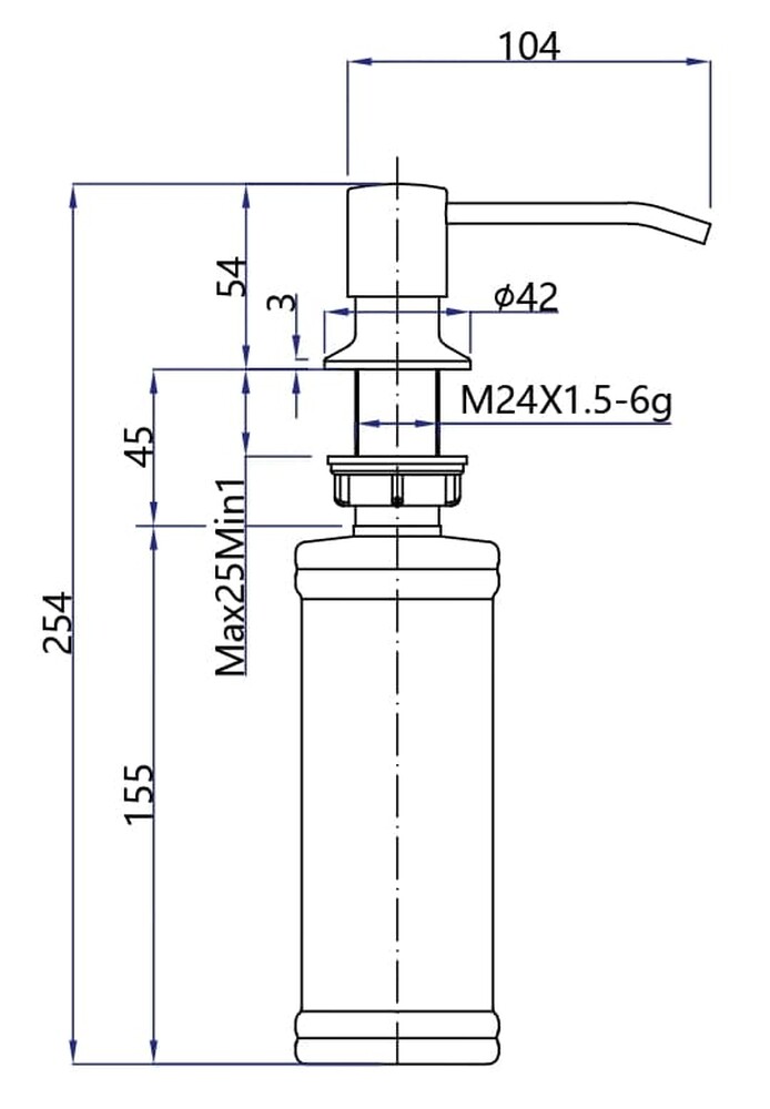 Дозатор GRANFEST-QUARZ  Z-5001 "Круглый" с колбой 250 мм (белый)