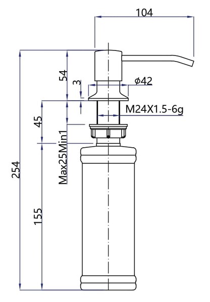 Дозатор GRANFEST-QUARZ  Z-5001 "Круглый" с колбой 250 мм (белый)