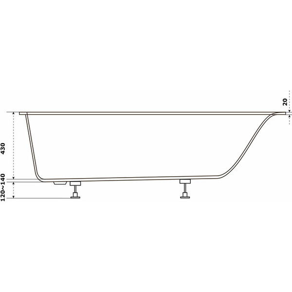 Ванна из литьевого мрамора BAS "АФИНА" 170х70 Белый (БЕЗ АВТОСЛИВА) ВА00026