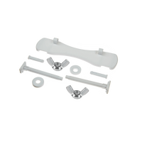 Комплект крепления крышки ОРИО серии К/КУ к унитазу (1 планка+2 заглушки, 2 винта, шайбы и мет.гайки) белый МККУ-1