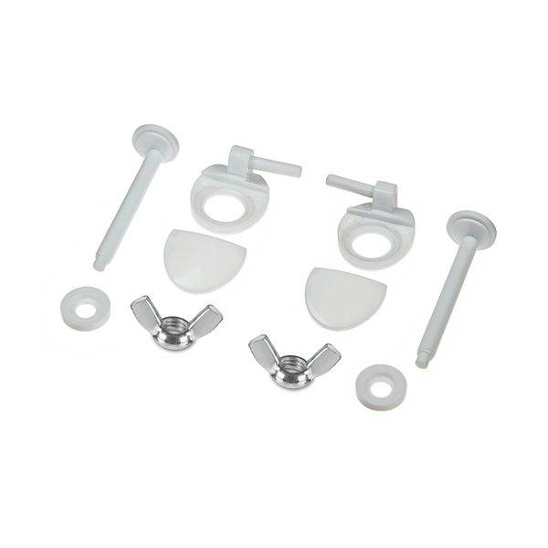 Комплект крепления крышки ОРИО серии КР к унитазу (крепление, декоративная накладка, винт, шайба, мет.гайка) белый МККР-2