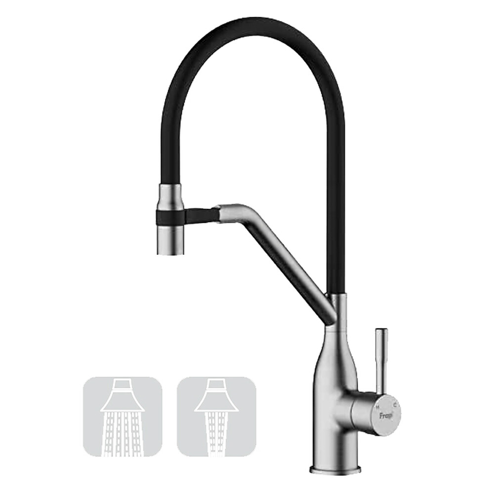 4497-9 Смеситель Кухня Frap d-35 на гайке (оруж сталь/черный)