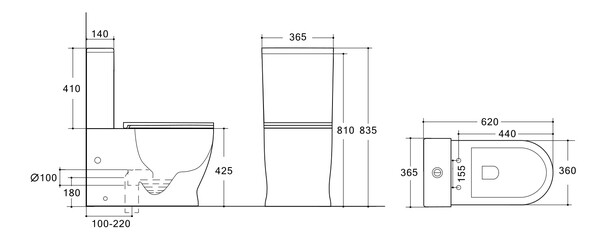 Унитаз-компакт безободковый HOLLER DEPO (620*365*835мм сиденье дюропласт с микролифтом, арматура 2-х режимная)  (2 места) белый