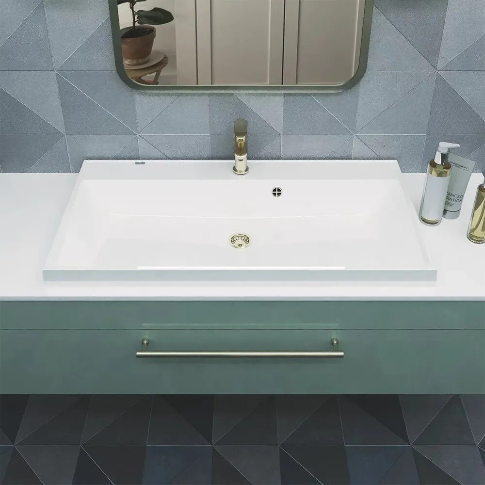 Умывальник "Paola Alba 100" (литьевой мрамор, 1000х450х150) в комплекте с выпуском и переливом г. Ульяновск