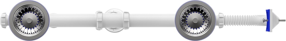 D0148-12-MR Сифон для двойных моек Aquant 3 1/2х40 метал. реш. с прямоуг. перелив., с гибкой трубой 40х40/50