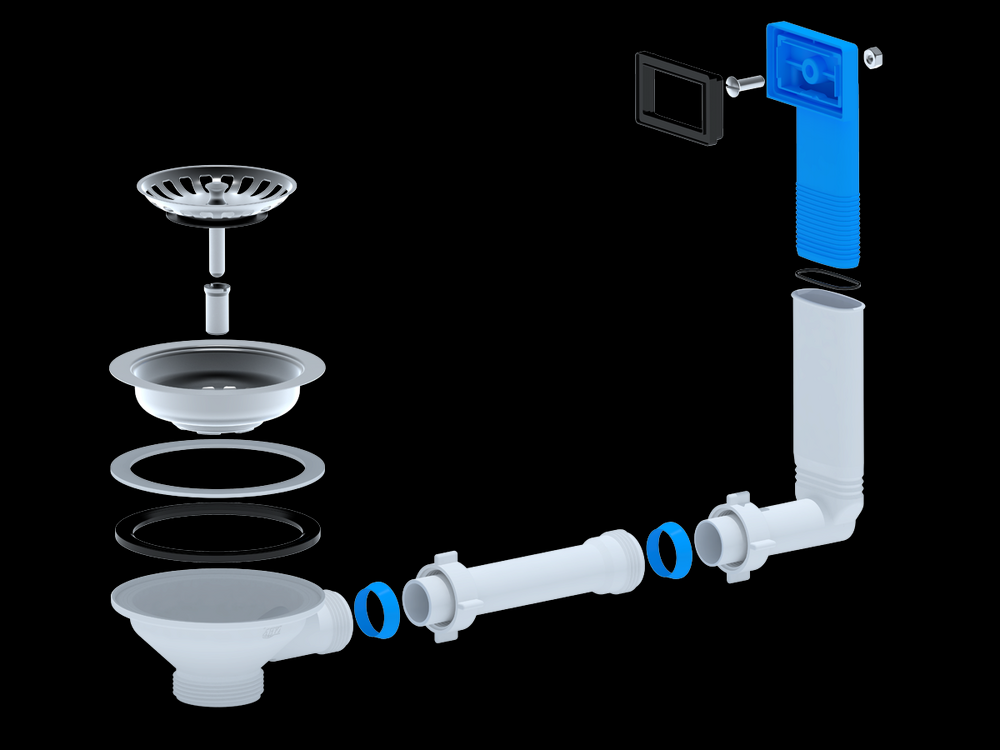 N305S Перелив АНИ Пласт для мойки 3 1/2 гибкий с прямоуг. выходом