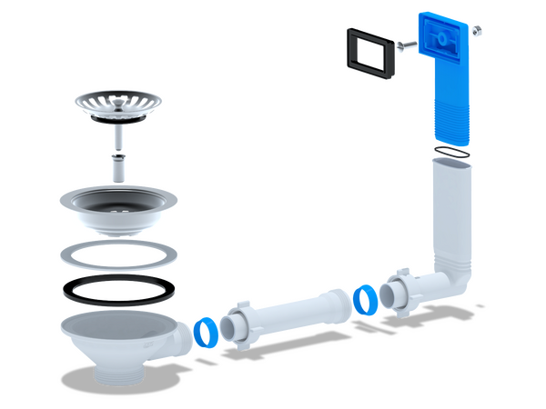 N305S Перелив АНИ Пласт для мойки 3 1/2 гибкий с прямоуг. выходом