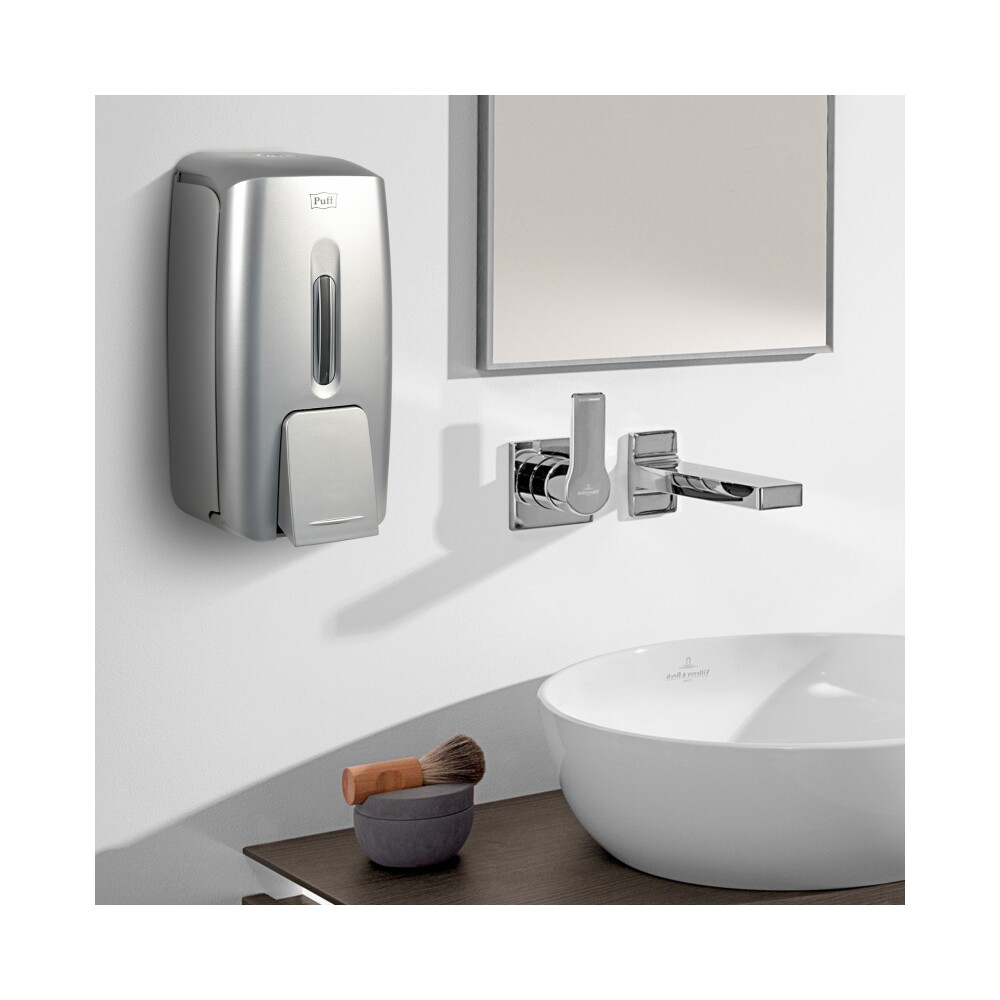 Дозатор для жидкого мыла настенный Puff8120S  0,8л, пластик., ХРОМ 