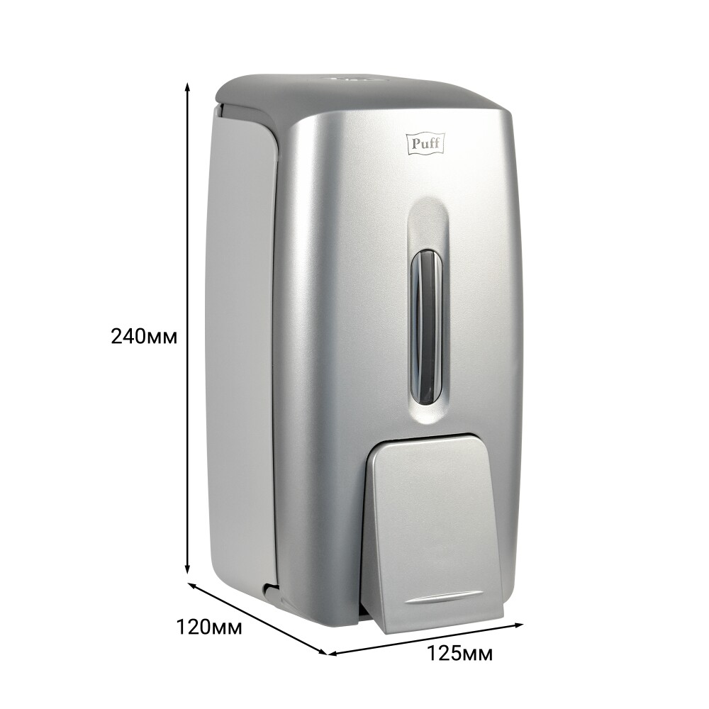 Дозатор для жидкого мыла настенный Puff8120S  0,8л, пластик., ХРОМ 