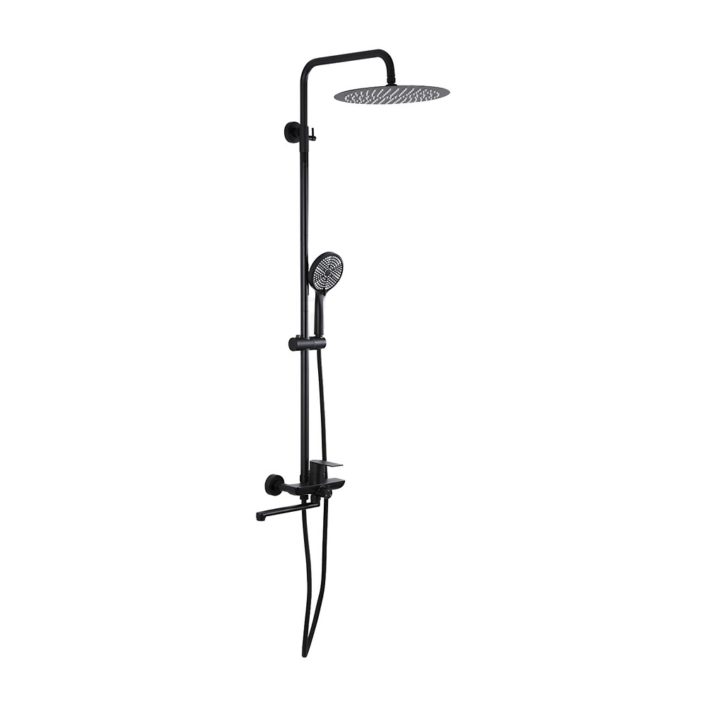  24806-6 Душевая система Frap с верхним душем, смесителем и ручной лейкой, черный