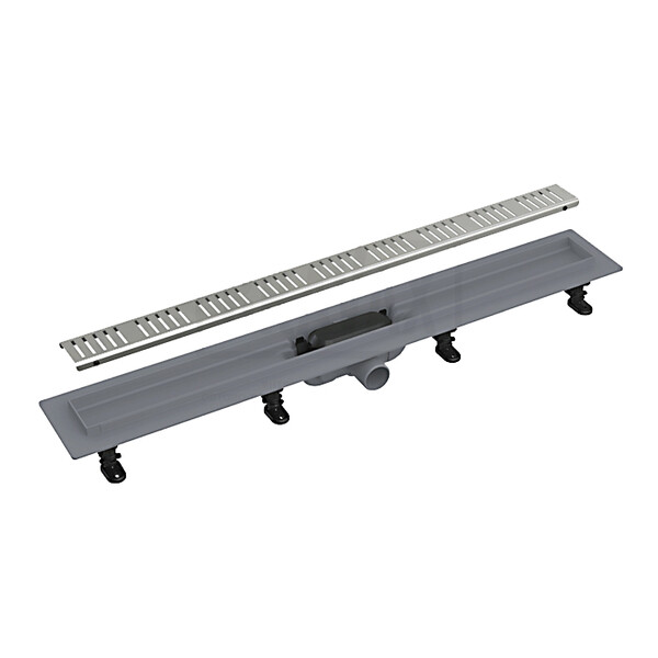 G87007-5 Трап-лоток GAPPO  ABS-пластик 60*700мм (горизонтальный выпуск,ф40) нерж решетка (сатин)  сухой затвор и гидрозатвор