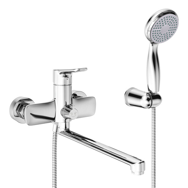 LM0851C Selena Смеситель универсальный с плоским изливом 300 мм, дивертор с кер.пластинами, хром LEMARK