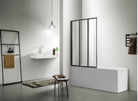 Шторка для ванны SANTREK AQUA Slim SD3-1000-С-Matt Black (складная, три секции, р-р:1000*1400 стекло Прозр. 4 мм, профиль  Черный)