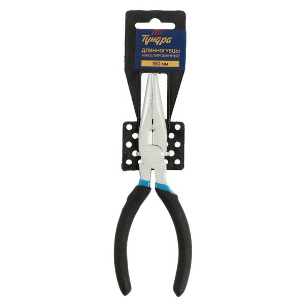 Длинногубцы ТУНДРА, никелированные, обрезиненные рукоятки, 160 мм 7166096