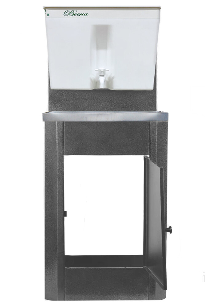 Умывальник "Весна" без ЭВН Пластиковый бак (мойка Нержавейка 40*50,бак 17л) серебро