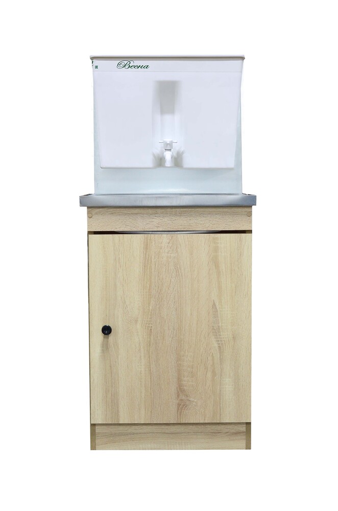 Умывальник "Весна" без ЭВН Пластиковый бак (тумба ЛДСП Дуб Сонома светлый, мойка Нержавейка 40*50, бак 17л)