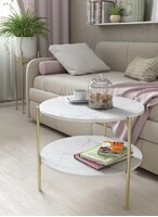 Журнальный столик SANTREK HOME «Шафран» ЛДСП В РАЗБОРЕ Белый/Золото 600*600*510