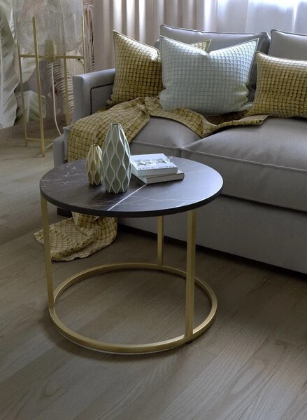 Журнальный столик SANTREK HOME «Соло» ЛДСП Черный/Золото 500*500*400