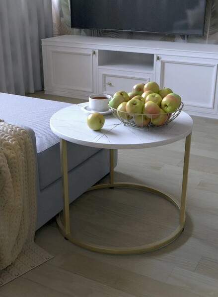 Журнальный столик SANTREK HOME «Соло» ЛДСП Белый/Золото 500*500*400