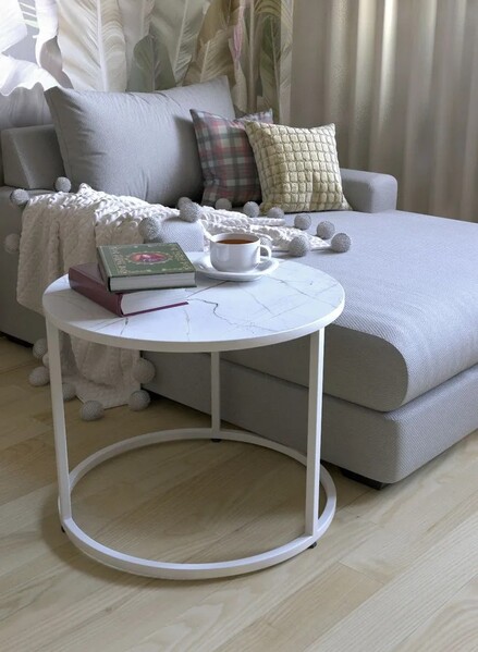 Журнальный столик SANTREK HOME «Соло» ЛДСП Белый/Белый 500*500*400