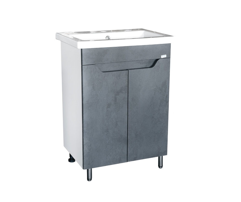 Подстолье SANTREK HOME "Римини-60" (Графит бетон) 2 двери под умывальник "Como-60" 560х820х430