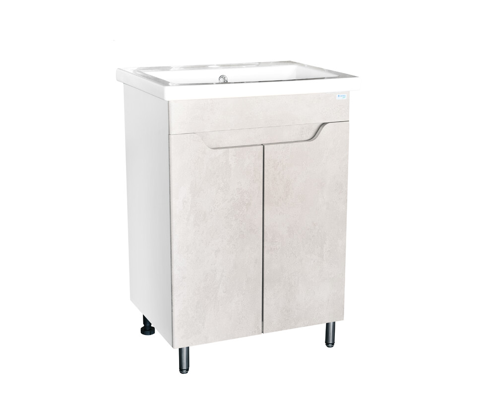 Подстолье SANTREK HOME "Римини-60" (Бежевый бетон) 2 двери под умывальник "Como-60" 560х820х430