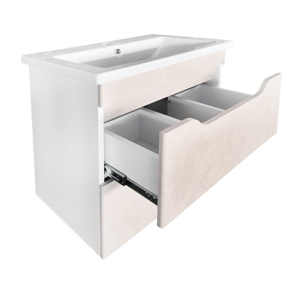 Подстолье SANTREK HOME "Римини-60" (Бежевый бетон) 2 ящика под умывальник "Como-60" 560х820х430