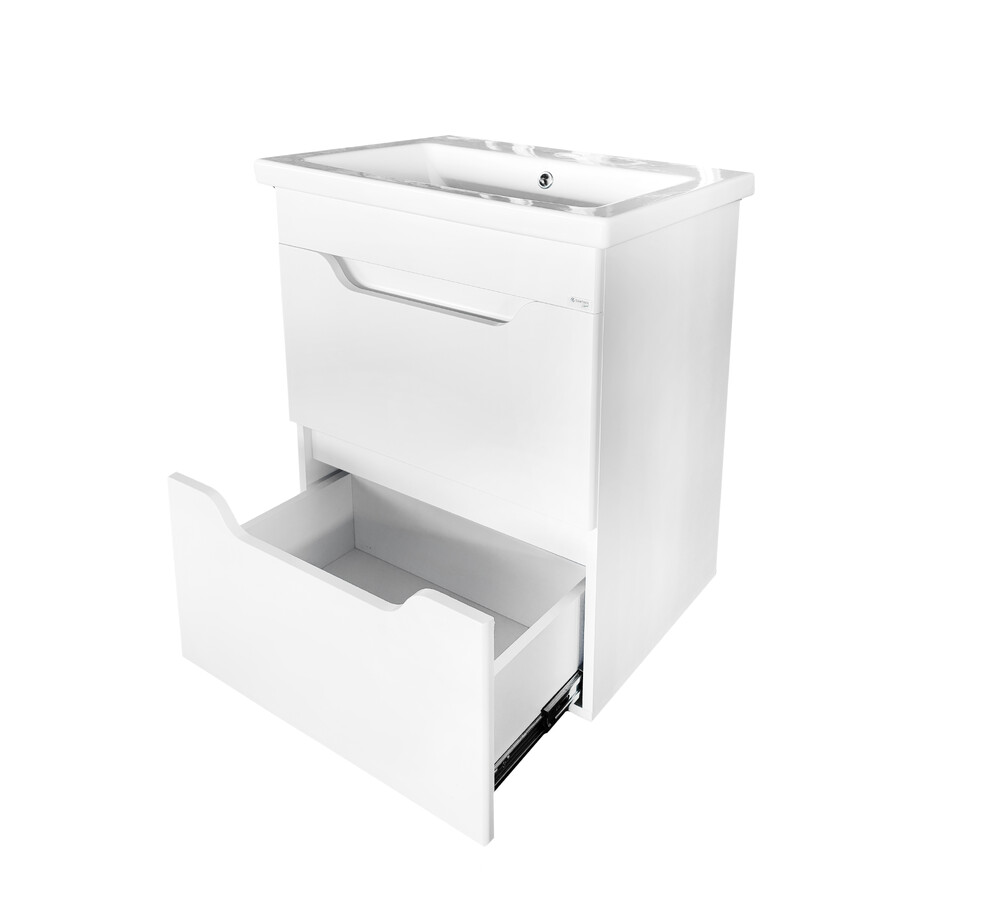 Подстолье SANTREK HOME "Римини-60" (Белый глянец) 2 ящика под умывальник "Como-60" 560х820х430