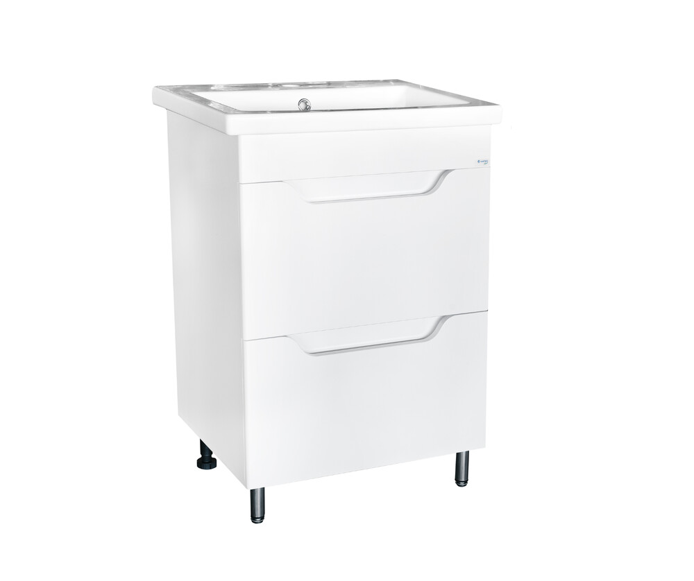 Подстолье SANTREK HOME "Римини-60" (Белый глянец) 2 ящика под умывальник "Como-60" 560х820х430