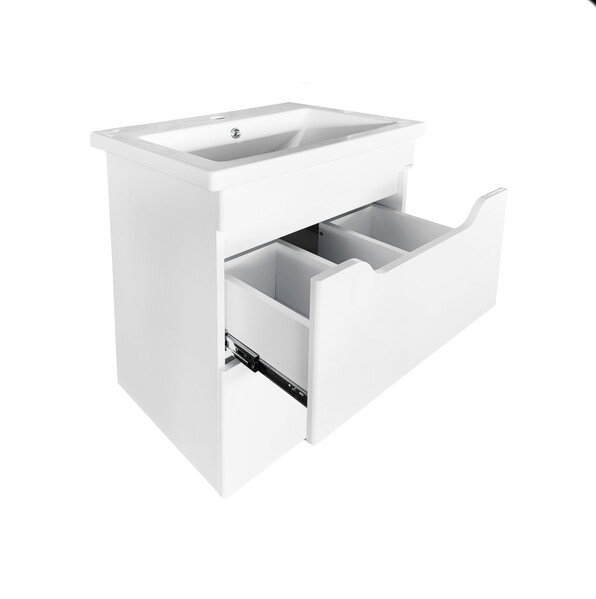 Подстолье SANTREK HOME "Римини-60" (Белый глянец) 2 ящика под умывальник "Como-60" 560х820х430