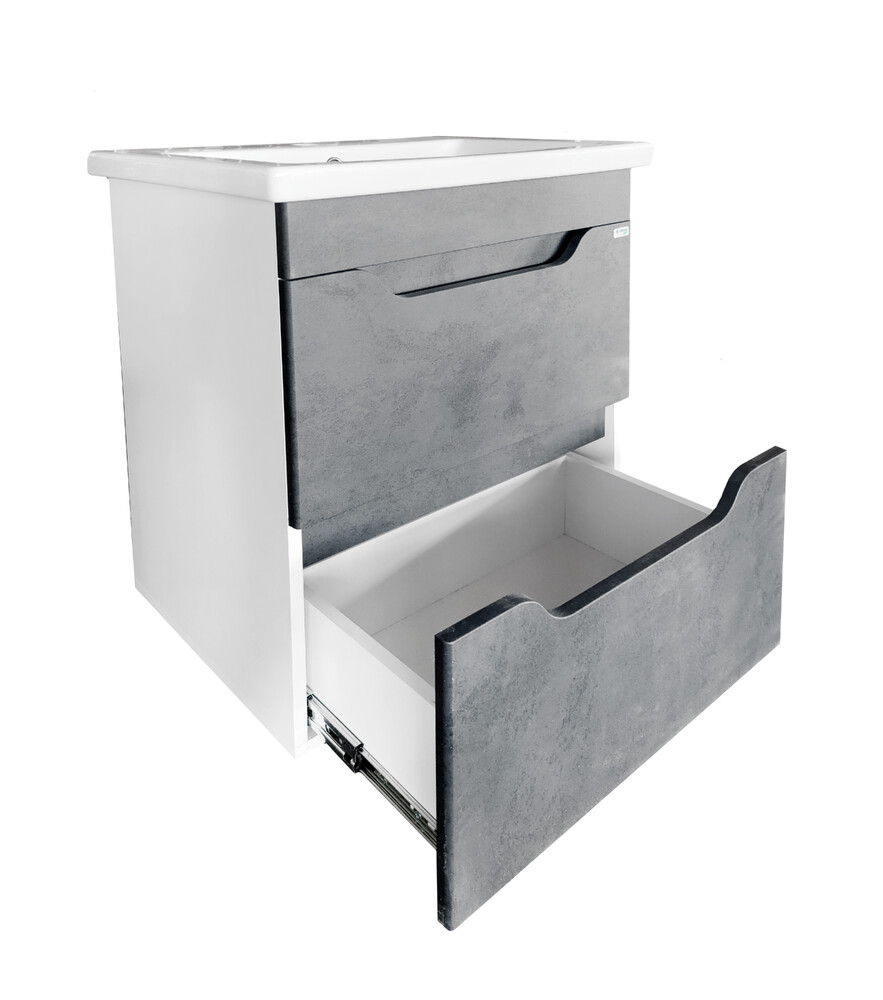 Подстолье SANTREK HOME "Римини-60" (Графит бетон) 2 ящика под умывальник "Como-60" 560х820х430