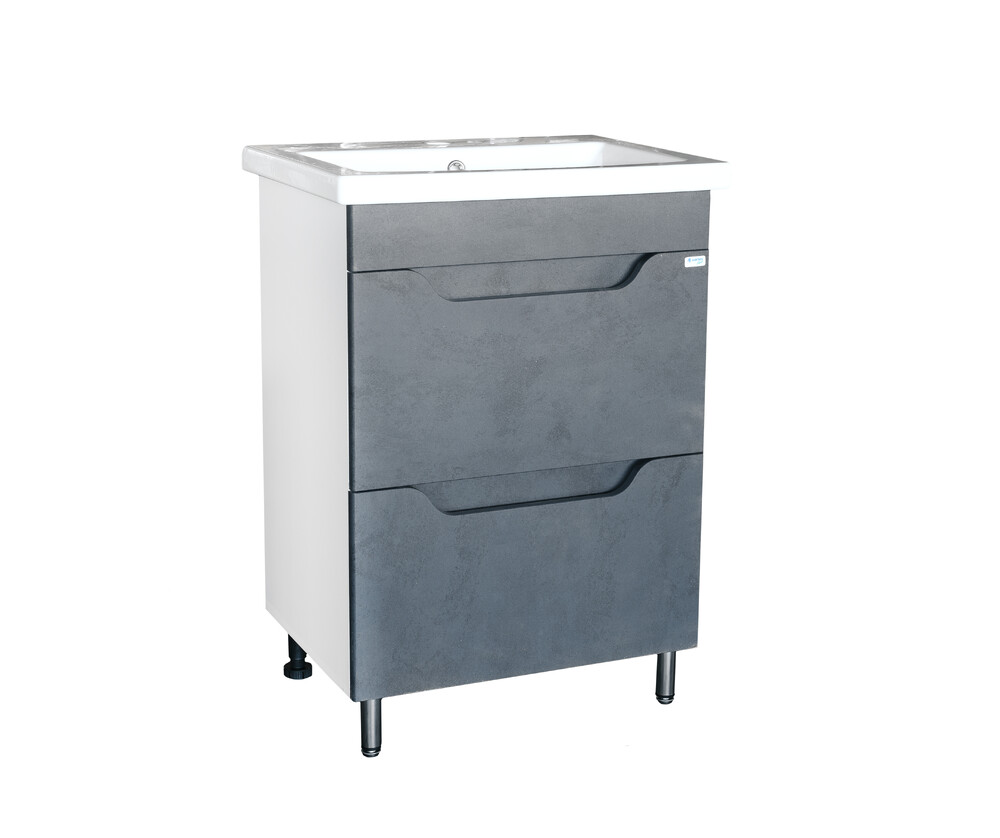Подстолье SANTREK HOME "Римини-60" (Графит бетон) 2 ящика под умывальник "Como-60" 560х820х430