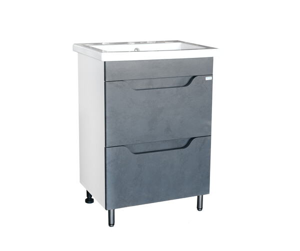 Подстолье SANTREK HOME "Римини-60" (Графит бетон) 2 ящика под умывальник "Como-60" 560х820х430