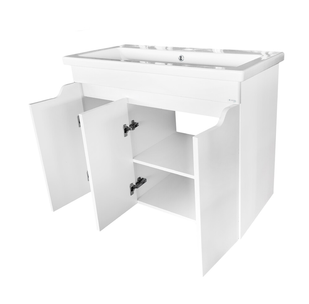 Подстолье SANTREK HOME "Римини-80" (Белый глянец) 3 двери под умывальник "Como-80" 765х820х425
