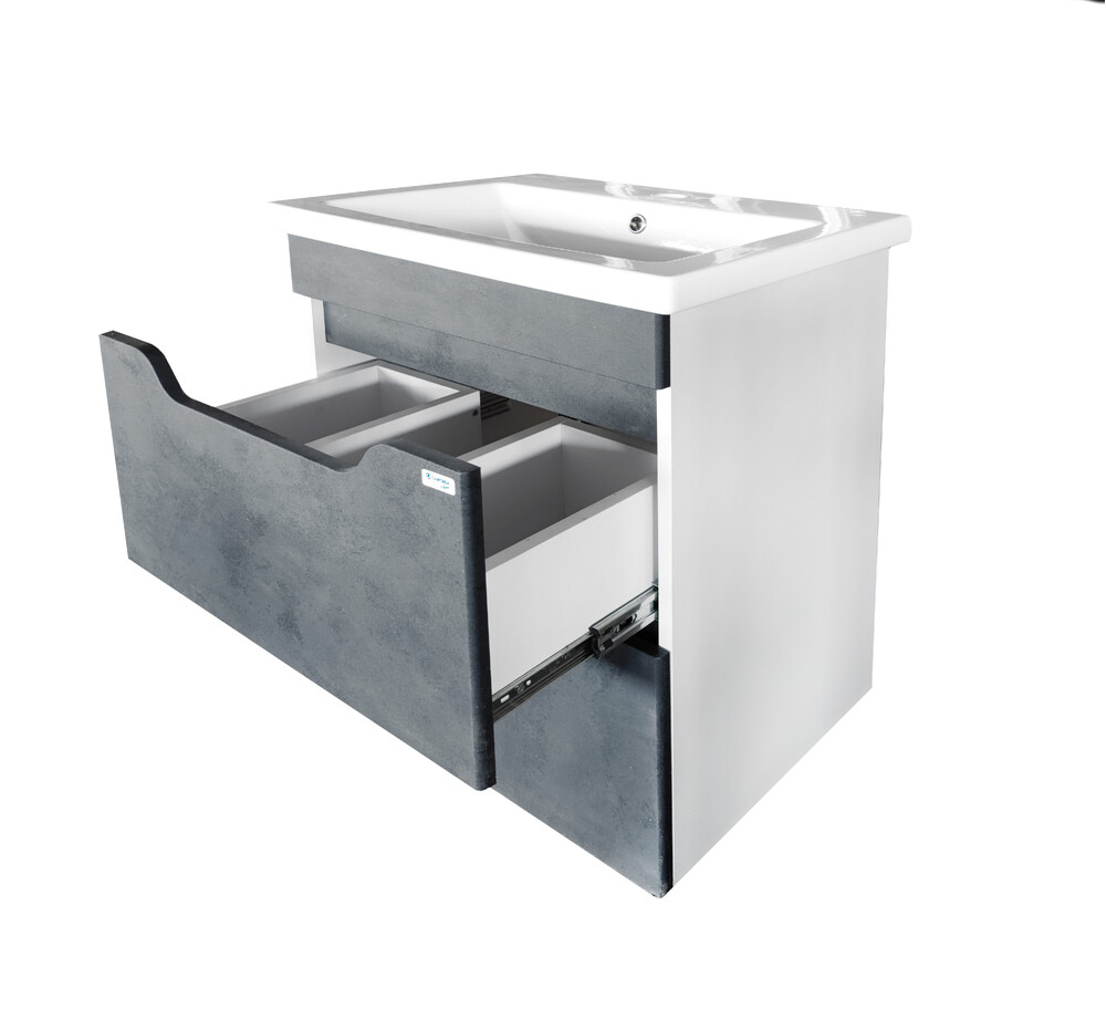 Подстолье SANTREK HOME "Римини-80" (Графит бетон) 2 ящика под умывальник "Como-80" 765х820х425