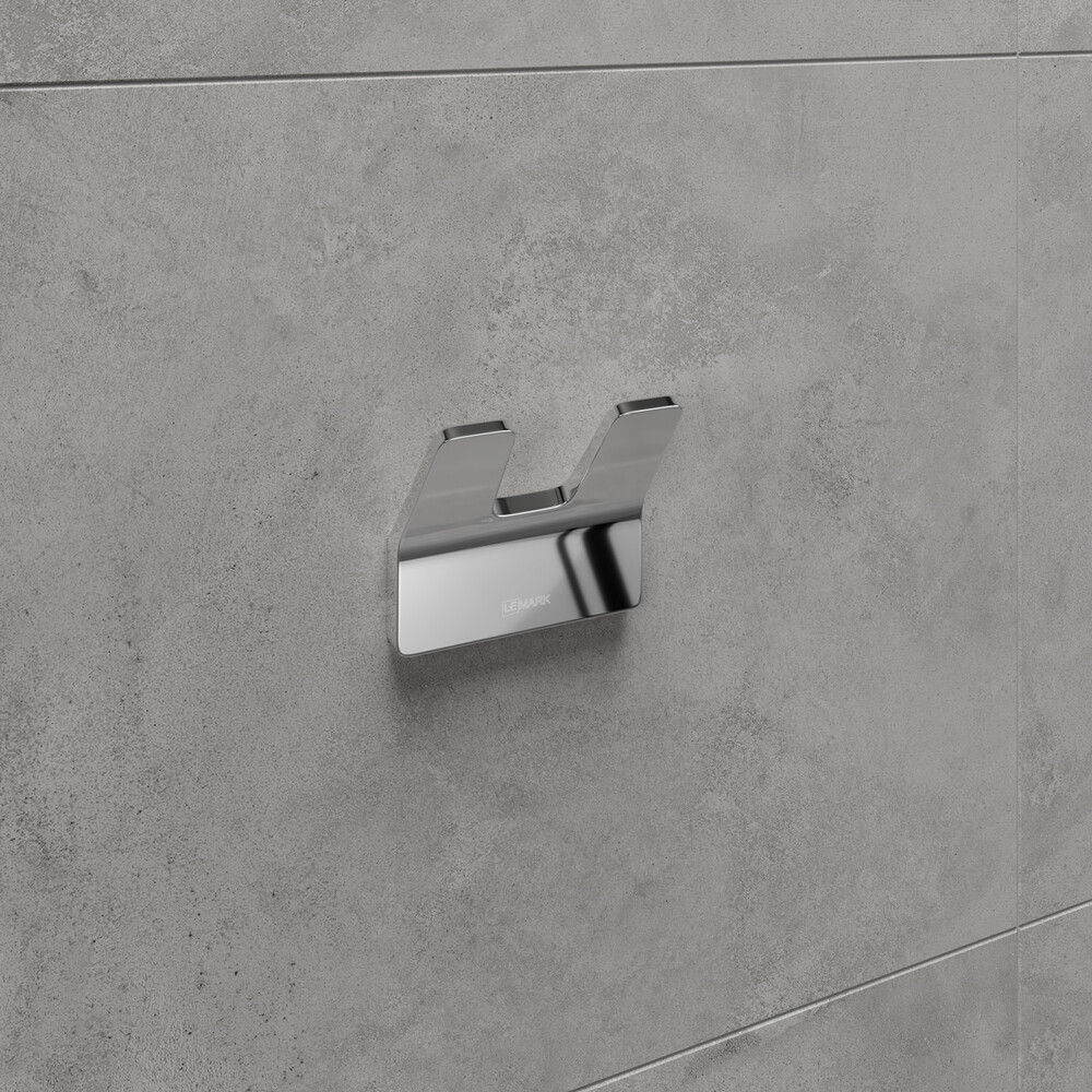 9711004 Крючок двойной SMOOTH LINE для полотенец, хром LEMARK