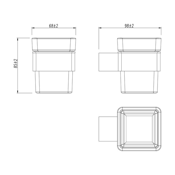 9731013 Стакан для зубных щеток SMOOTH LINE с держателем, хром LEMARK